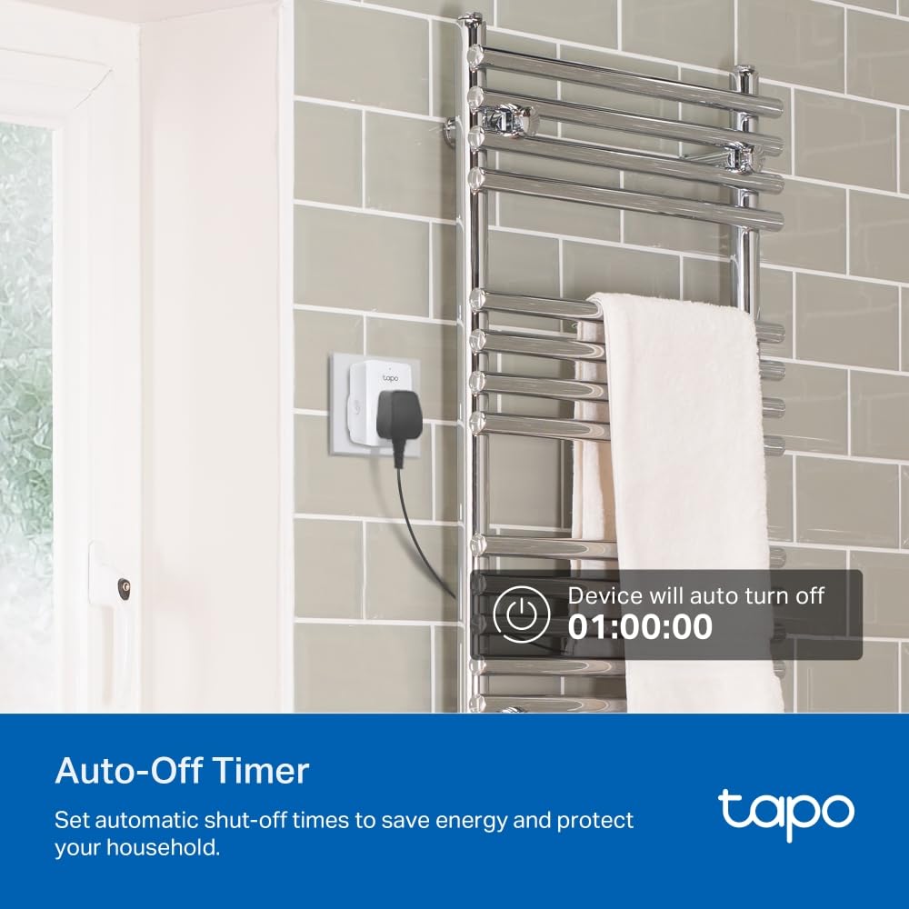 Tapo P110M (4-pack) Smart Plug, WiFi Plug, Energy Monitoring, Electricity Usage Monitor, MATTER Certified, App Remote Control, Alexa, Voice Control with Alexa & Google, Away Mode, Compact Design