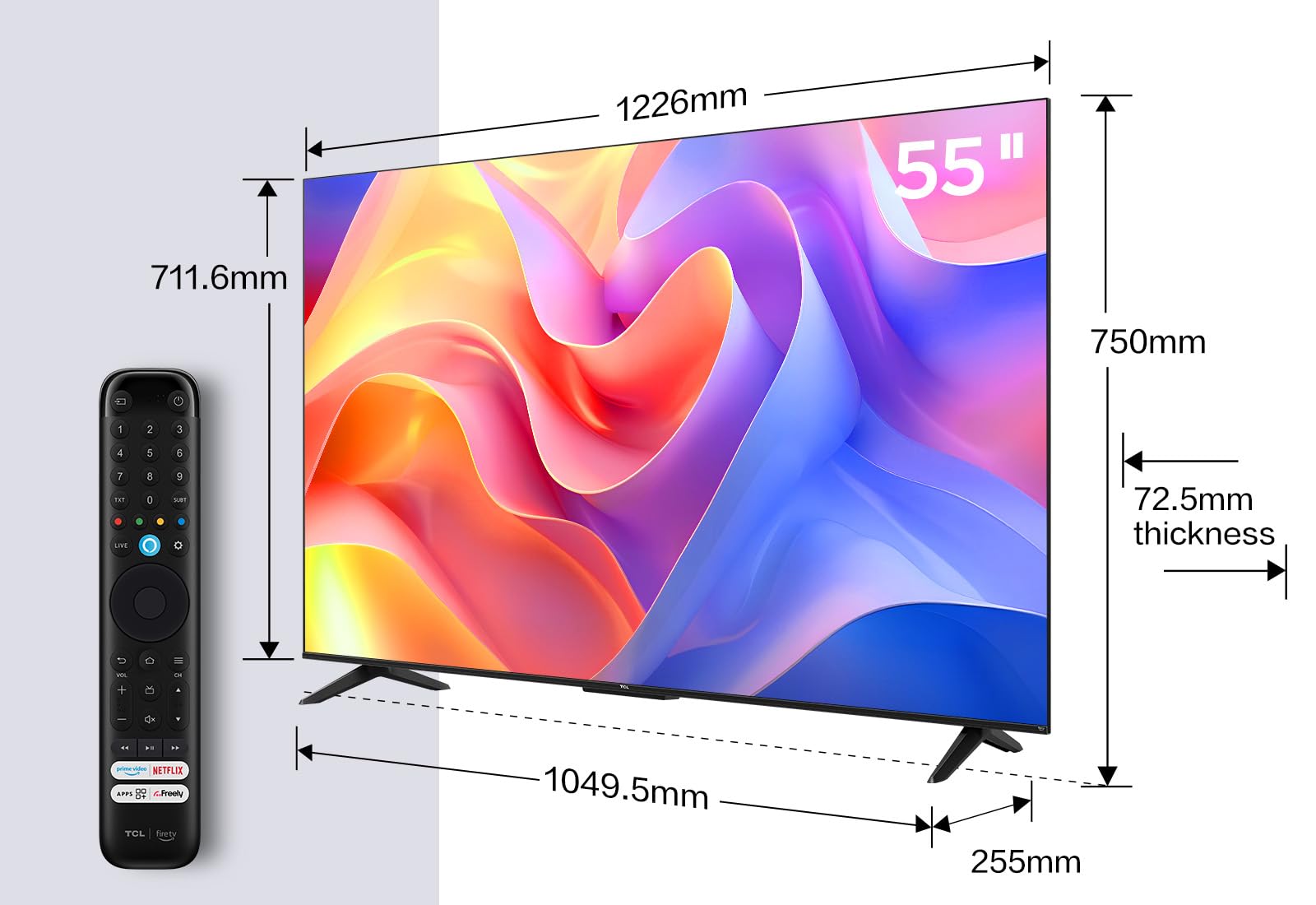 TCL 55PF650K 55-inch 4K Ultra HD, HDR TV, Smart LED Fire TV (Dolby Vision, Dolby Atmos, DTS, HDR 10, Alexa built-in, Airplay2, Miracast)