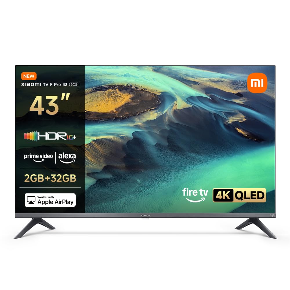 XIAOMI TV F Pro 43, 43 Inch (101 cm), 4K UHD QLED, Smart TV, Fire TV, HDR10+, MEMC, Alexa Voice Control, 2GB+32GB, Works with Apple AirPlay
