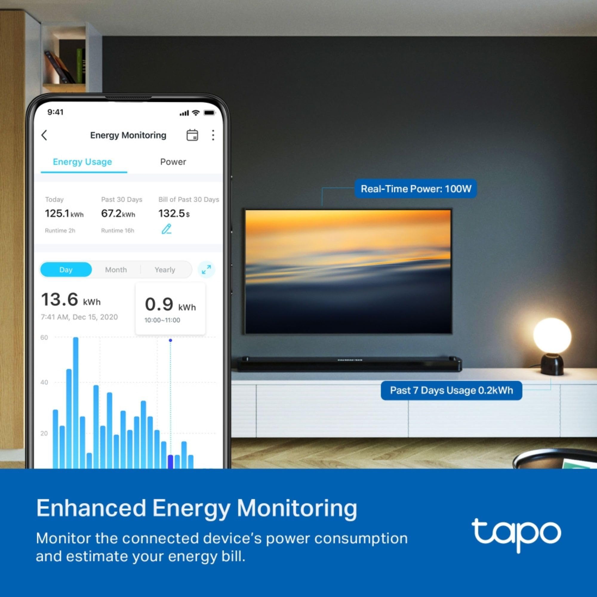 Tapo P304M Smart Plug Power Strip, Energy Monitoring, MATTER Certified, Surge Protection, Zero-Crossing Detection, Remote Control, Voice Control with Apple Alexa Google, Schedule and Timer, Away Mode