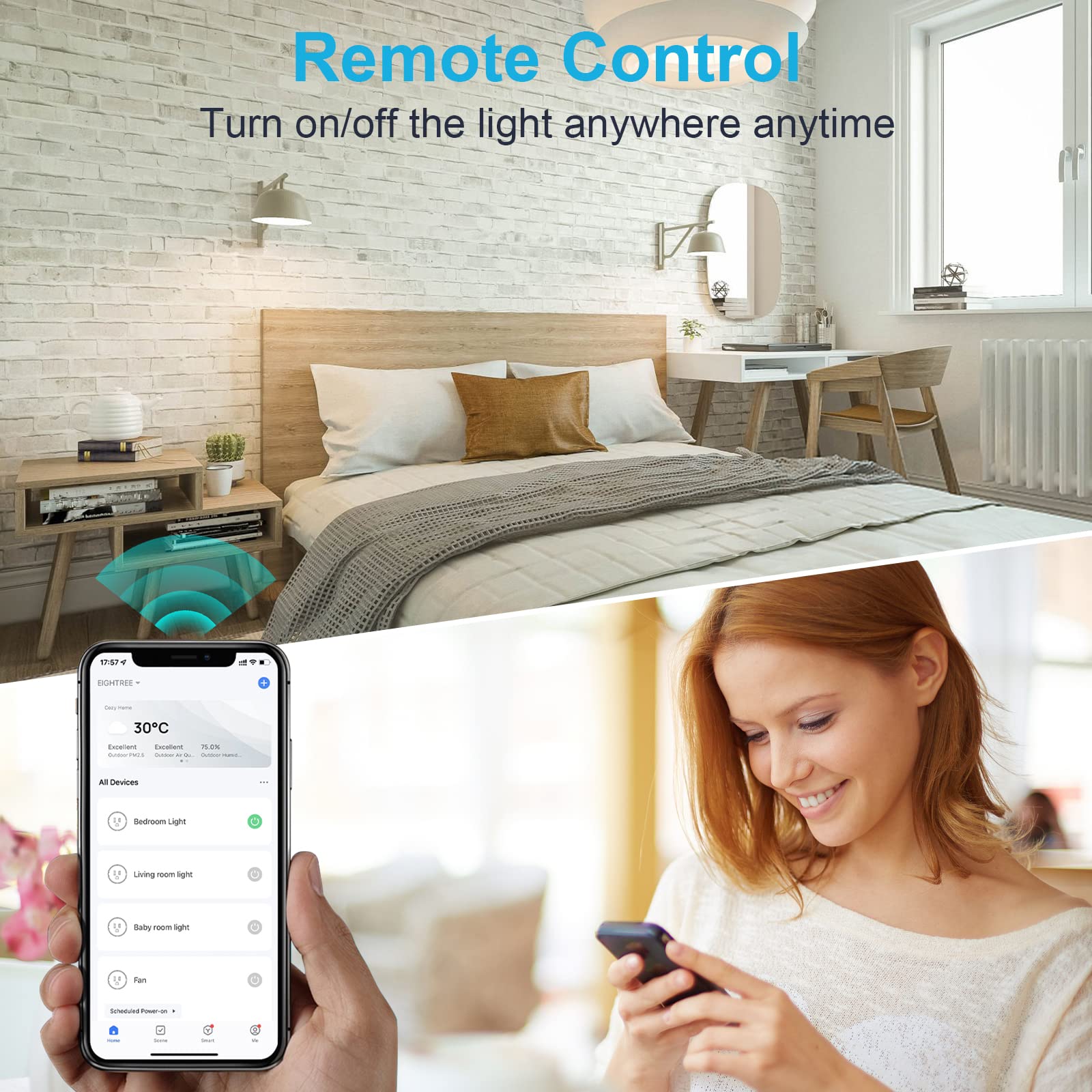EIGHTREE Smart Plug with Energy Monitoring, 13A Smart Plugs that Work with Alexa, Google Home, SmartThings, Wireless Remote Control Timer Plug, 2.4 GHz Only Wi-Fi Plug