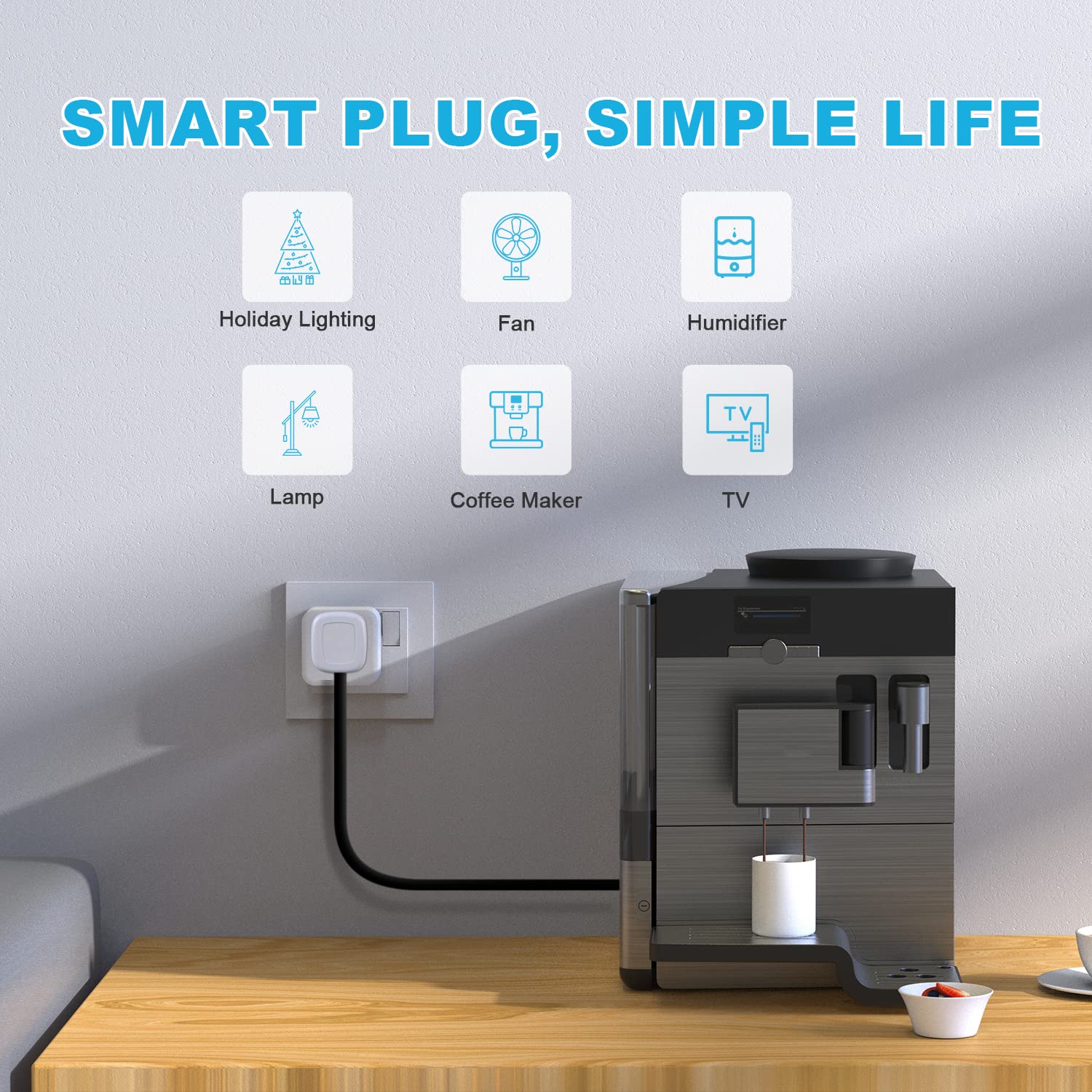 EIGHTREE Smart Plug with Energy Monitoring, 13A Smart Plugs that Work with Alexa, Google Home, SmartThings, Wireless Remote Control Timer Plug, 2.4 GHz Only Wi-Fi Plug