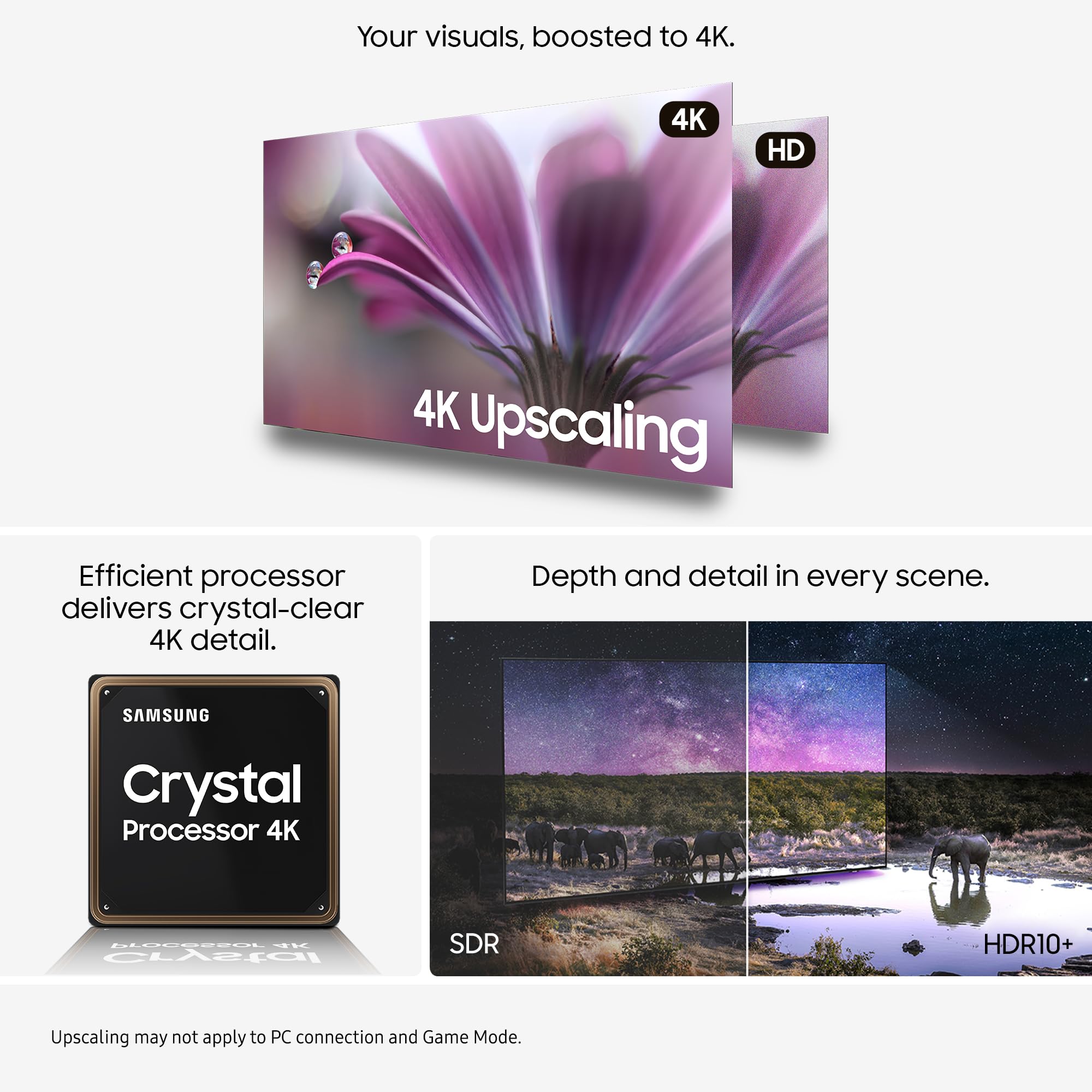 Samsung Crystal UHD 50" U7000F, Crystal Processor 4k, 4k Upscaling, Object Tracking Sound Lite, One UI Tizen, Smart TV, 2025