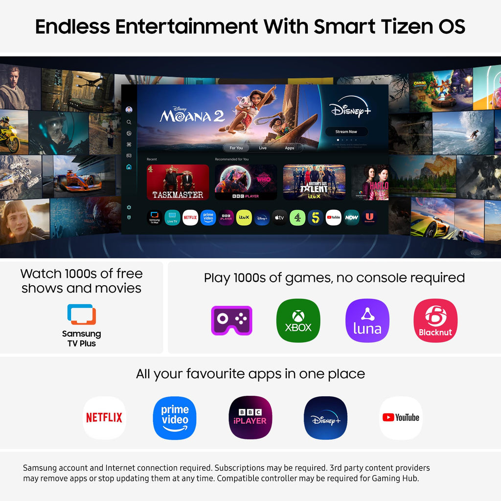 Samsung Crystal UHD 50" U7000F, Crystal Processor 4k, 4k Upscaling, Object Tracking Sound Lite, One UI Tizen, Smart TV, 2025