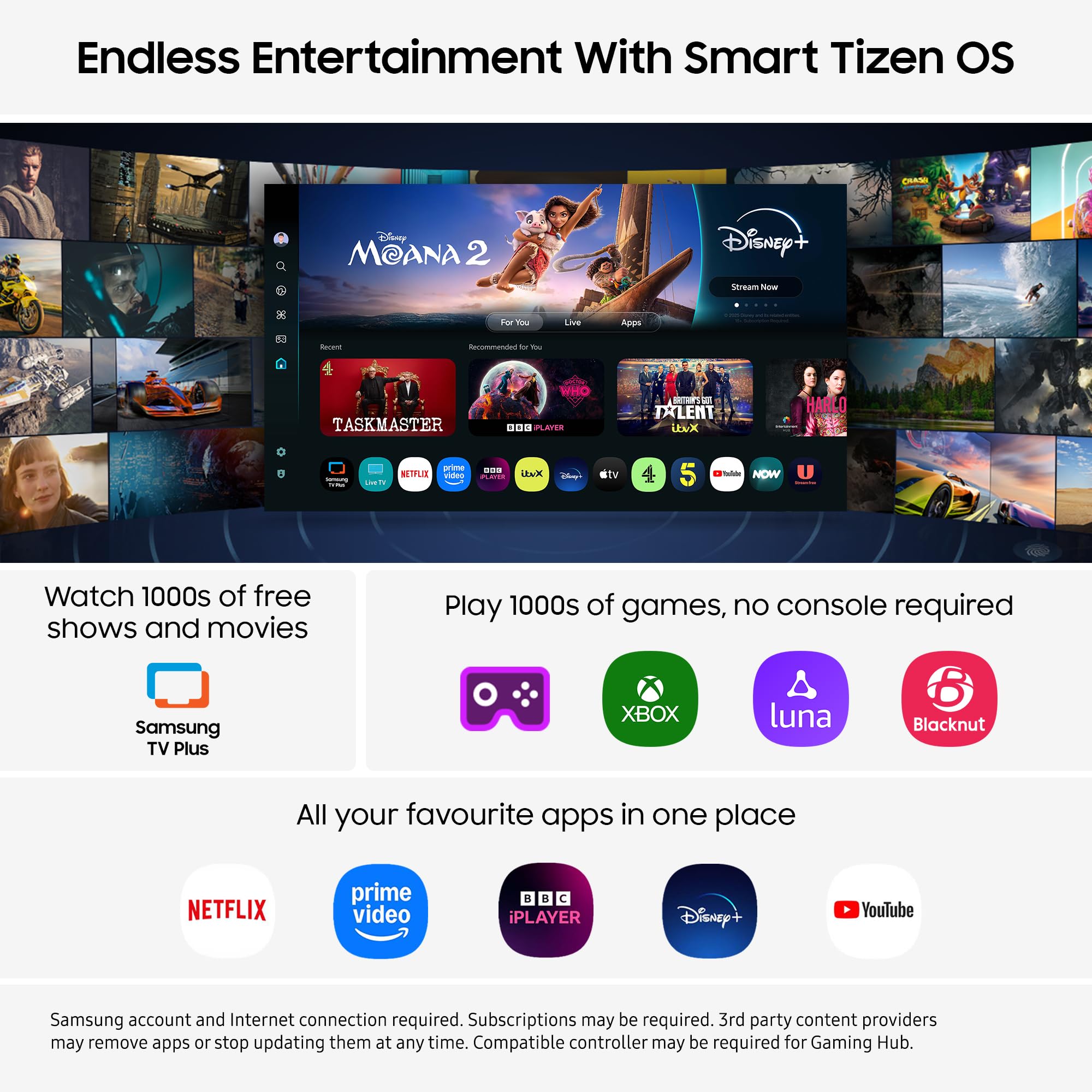 Samsung Crystal UHD 50" U7000F, Crystal Processor 4k, 4k Upscaling, Object Tracking Sound Lite, One UI Tizen, Smart TV, 2025